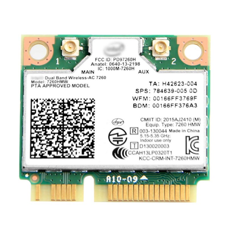 REKONG بطاقة واي فاي لترقية الكمبيوتر - بطاقة شبكة Mini PCIe AC7260 ثنائية النطاق + بلوتوث 4.0 توفر واي فاي موثوق لأجهزة الكمبيوتر المكتبية القديمة وأجهزة اللابتوب القديمة، تدعم ويندوز 10/8/7 - Image 1